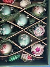 Flocked Indent Reflector Glitter Ornament Christmas Blown Glass Vintage LOT WOW picture