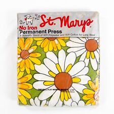 Vtg St Marys Bed Sheet Funky Zap Daisy Floral Flowers Full Flat NOS 1960s 1970s picture
