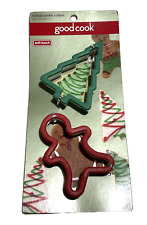 Red Gingerbread Man Green Tree Cookie Cutters Good Cook with Cookie Recipe NEW picture