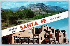 Postcard NM Banner Dual View Greetings From Santa Fe New Mexico Vintage P2 picture