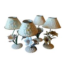 Home Interiors Floral Metal Candle Holder Fairy Lights Set of 4 Shabby Vintage picture