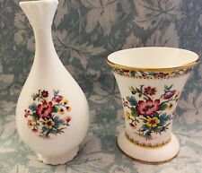 2 Vintage Coalport Bone China Ming Rose Floral Vases Made in England picture