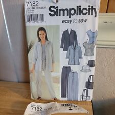 Simplicity Sewing Pattern Misses Pants Shirt Hat Top 7182 Sizes 16 18 20 22 UC picture