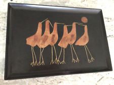 Vintage Couroc Monterey MCM Bird Drink Tray Inlaid Teak Wood California USA #VP picture