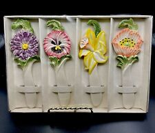 Fitz and Floyd Set/4 Canape Knives “April Flowers” Hand Painted Vintage Rare picture
