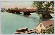 Postcard Old Toll Bridge, Springfield Massachusetts Vintage picture