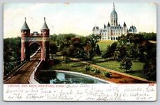 Hartford Connecticut~Air View Capitol & Arch~Vintage Postcard picture