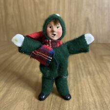 Vintage 1992 5.5” Byers Choice Caroler Kid Child Toddler Green Snowsuit picture