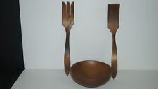 Vintage Wood Kitchen Bowl by Woodcrafters and Large Fork & Paddle / Spoon picture