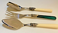 Napoleon Ivory Cheese Server  & Scoop,  Marbled Green Cocktail Fork EME Italy 6