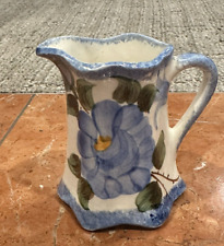 Clinchfield Artware Cash Family Pottery Hand painted Blue Floral Creamer Pitcher picture