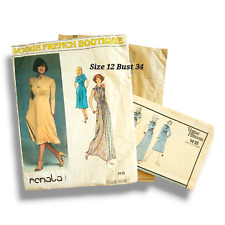 1970s Vogue 1418 French Boutique Dress Size 12 Bust 34 Renata Paris UNCUT picture