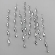 VTG 6” Aluminum Shiny Spiral Icicle  Christmas Tree Ornaments Set Of 8 picture