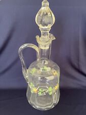 Antique Dugan Crystal Pattern Glass Wine Decanter Decorated with Floral Motif  picture