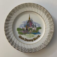 Walt Disney World Souvenir Cinderella’s Pink Castle Plate Gold Lace Trim Vintage picture