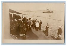c1920's U.S.S. Pittsburgh Funeral At Sea Flag Casket RPPC Photo Vintage Postcard picture