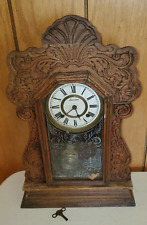 Antique ANSONIA PARLOR SHELF CLOCK & Key As-found Parts or Repair/Restoration picture