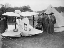 Royal Gloucester Hussars admiring a small bi-plane at Tidworth cam- 1930s Photo picture