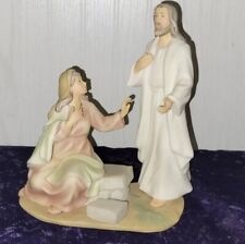 BEAUTIFUL Jesus Preaching Praying w/Lady Stone Bench 7.5