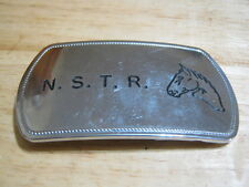 VINTAGE ? N.S.T.R. HORSE HEAD  Belt  Buckle METAL Chrome or Silver Like ??? picture
