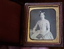 sixth plate daguerreotype of beautiful young woman holding a book early case picture