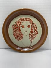Vtg Speckled Terracotta Sial Canada Louise Pomminville 70s Decorative Plate picture
