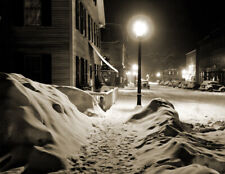 1940 Snowy Night in Woodstock, Vermont Old Photo 8.5