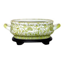 Beautiful Chinese White and Green Tapestry Porcelain Foot Bath Basin Pot picture