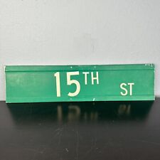15TH ST Green Metal Street Road Sign (Retired) 24” X 6” picture
