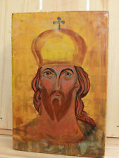 Vintage religious hand painted icon Saint Tzar Boris 1st picture