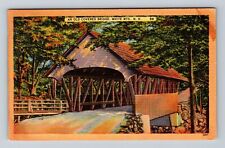 White Mountains NH-New Hampshire, Old Covered Bridge, Antique, Vintage Postcard picture
