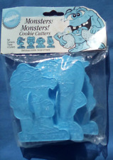VTG NEW WILTON MONSTER COOKIE CUTTERS BLUE PLASTIC HONG KONG 1990 GR8 HALLOWEEN picture