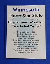 Postcard Minnesota North Star State - State Information Facts 4-1/8