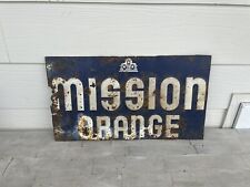 Vintage Mission Orange Embossed Metal Sign 21 X 12 picture