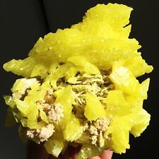 607g Rare Natural Yellow Sulfur Crystal Quartz Crystal Mineral Specimen picture