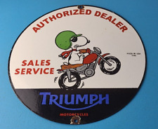Vintage Triumph Motorcycles Sign - Gas Pump Mechanic Shop Garage Porcelain Sign picture