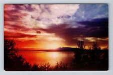 Anchorage AK-Alaska Beautiful Colorful Lake Sunset Vintage Souvenir Postcard picture