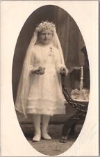 c1910s Photo RPPC Postcard Girl in White Gown / Catholic Confirmation Ceremony picture