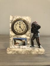 Vintage / Antique Niagara Fall Marble Clock w/ Metal Native American picture