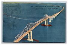 Vintage 1940s Postcard Sunshine Skyway 2nd Longest Bridge St Petersburg Florida picture