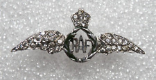 Royal Air Force Sweetheart Lapel Pin • Silvertone Rhinestone Wings RAF Vintage picture