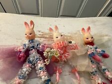 Vintage Bunny Rabbit Minature Beaded Doll Set of 3 picture
