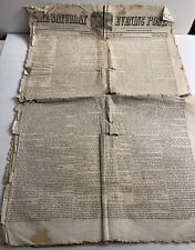 1857 JAN 10 THE SATURDAY EVENING POST NEWSPAPER STORIES HUMOR PHILADELPHIA picture