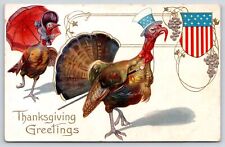 Patriotic Thanksgiving~Fantasy Dressed Turkeys~Unlce Sam Hat~Bonnet~1911 Germany picture