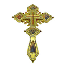 Orthodox Pectoral Hand Hold Cross Crucifix Jesus Catholic Prayer Gift - Gold picture