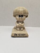 Vintage Russ Wallace Berrie USA  Figurine Big Eye Crying Little Boy I'M SORRY picture