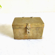 19c Vintage Brass Lord Hanuman Jamvant Carved Treasure Box Rich Patina Props 39 picture