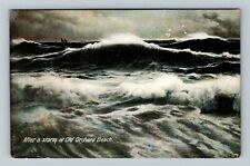 Old Orchard Beach ME-Maine, Ocean After A Storm Vintage Souvenir Postcard picture