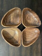 Set of 4 Vintage Handmade Wood Bowls from Thailand picture
