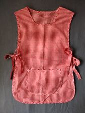 Vintage Red Gingham Check Crafter Artist Cooking Cobbler Apron USA EUC picture